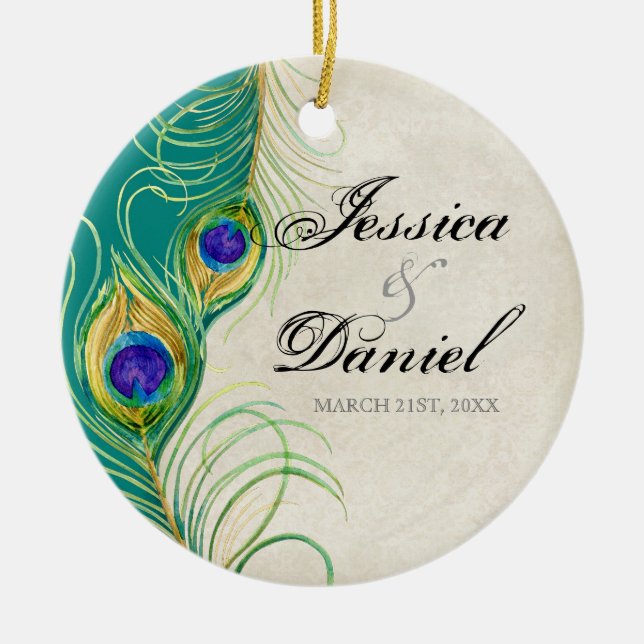 Vintager Pfau & Etchings Weihnachtsschmuck (Vorne)