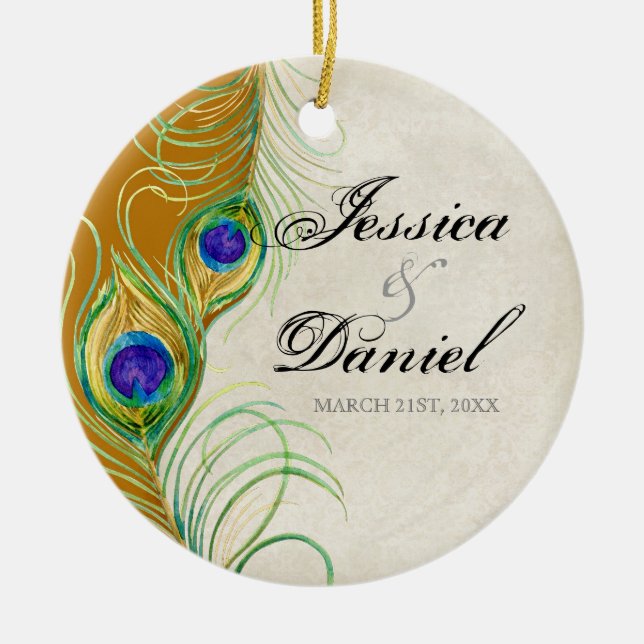 Vintager Pfau & Etchings Weihnachtsschmuck (Vorne)