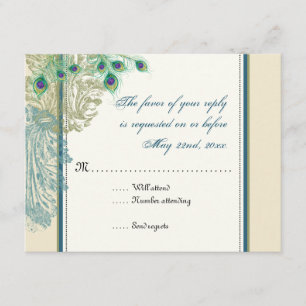 Vintager Pfau, Feathers-UAWG RSVP Karte