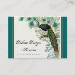 Vintager Pfau, Federn - elegante Geschäfts-Karten Visitenkarte