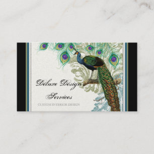 Vintager Pfau, Federn - elegante Geschäfts-Karten Visitenkarte