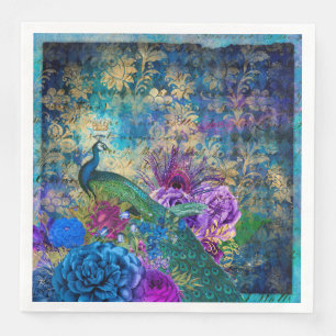 Vintager Pfau für jede Anlässe Serviette