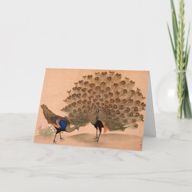Vintager Pfau Karte (Vorderseite)