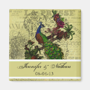 Vintager Pfau-Namen-und Datums-Magnet Magnet