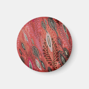 Vintager Pfau Rotes Dekorationsmuster Nahtloses Mu Magnet