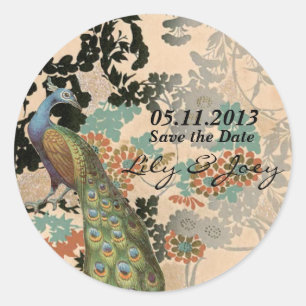 Vintager Pfau Runder Aufkleber