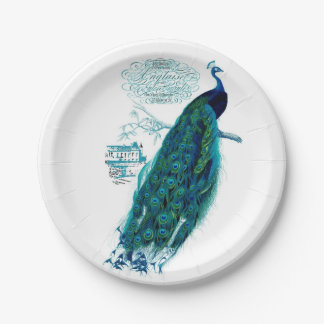 Vintager Pfau-Teller Pappteller