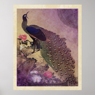 Vintager Pfau und Pfeife - japanische Printmedien Poster