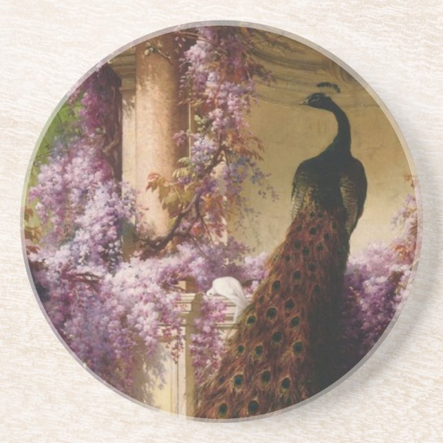 Vintager Pfau Untersetzer (Vorne)