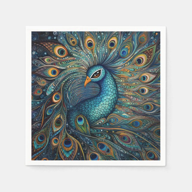 Vintager Pfauenstil Serviette (Vorderseite)