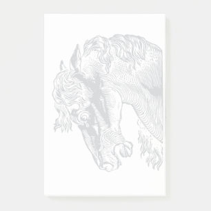 Vintager Pferdekopf grau auf weiß Post-it Klebezettel