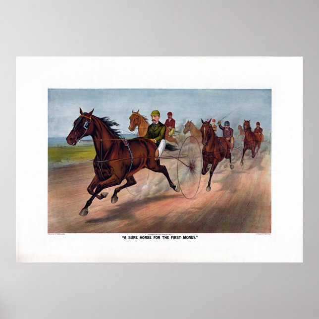 Vintager Pferderennen Poster (Vorne)