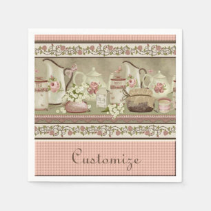 Vintager Pfirsich-Tee u. Rosen-Servietten Serviette
