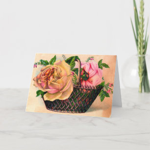 Vintager Pfirsich-und rosa Karte