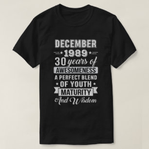 Vintager Phantastischer Dezember 1989 30. Geburtst T-Shirt