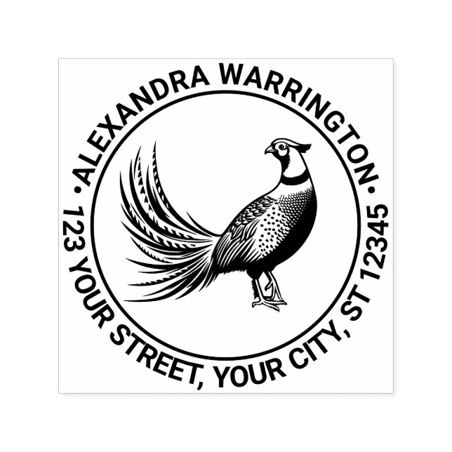 Vintager Pheasant Game Bird #2 Name Rücksendeadres Permastempel (Design)