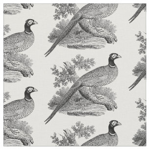 Vintager Pheasant Game Bird Zeichne BW Stoff