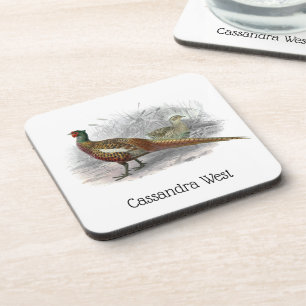 Vintager Pheasant Game Bird Zeichne Farbe #2 Getränkeuntersetzer