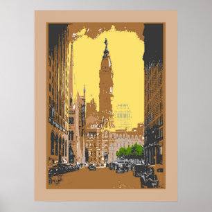Vintager Philadelphia-Rathaus Poster