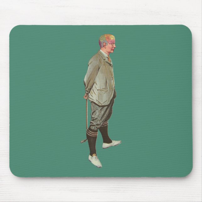 Vintager Phrenologie-Kopf-Golfspieler Mousepad (Vorne)