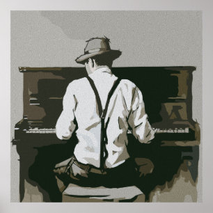 Vintager Pianist in Harmonie Poster