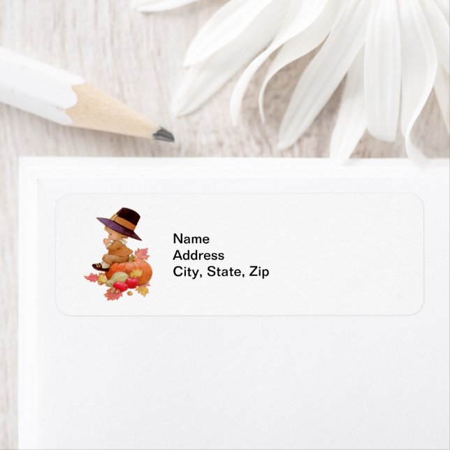 Vintager Pilgrim Boy betet auf Pumpkin (Insitu)