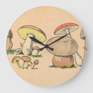 Vintager Pilz-Druck Große Wanduhr