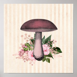 Vintager Pilz- und Blumenkompilationsplatz Poster
