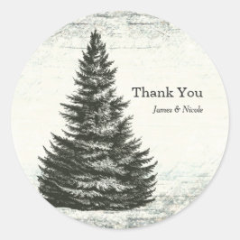 Vintager Pine Tree Rustikale Gastgeschenk Hochzeit Runder Aufkleber