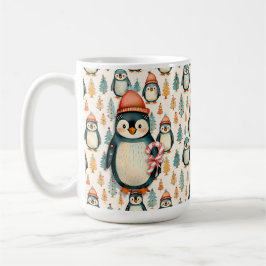 Vintager Pinguin mit Candy Canes Weihnachten Kaffeetasse