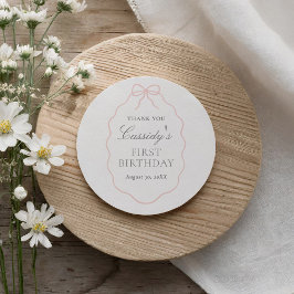 Vintager Pink Bow Girl Geburtstag Runder Aufkleber