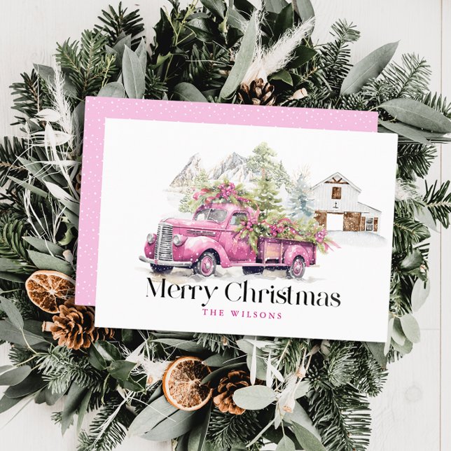 Vintager Pink Farm LKW Barnberg Weihnachten (Von Creator hochgeladen)