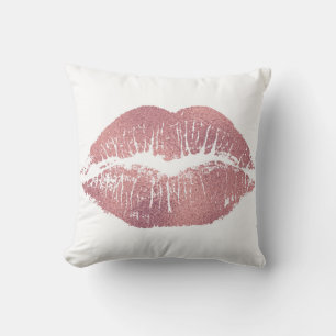 Vintager Pink Lippenaufdruck, Rose Gold. Kissen