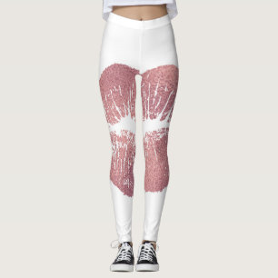 Vintager Pink Lippenaufdruck, Rose Gold. Leggings