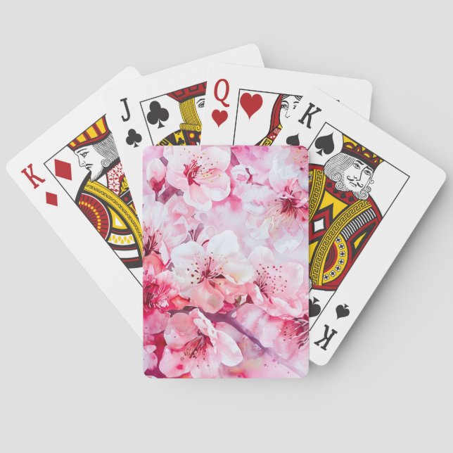 Vintager Pink-Pink-Petal-Blossom Spielkarten (Rückseite)