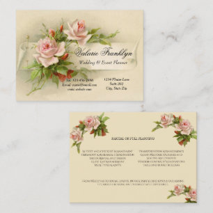 Vintager Pink Roses Hochzeitsplaner Visitenkarte
