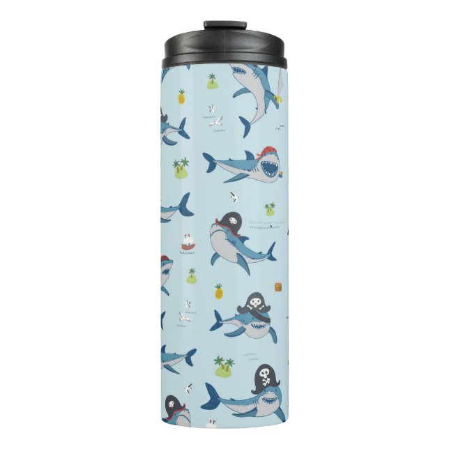 Vintager Piratenhai Thermosbecher (Vorderseite)