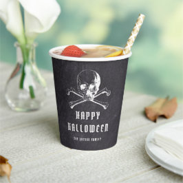 Vintager Piratenschädel und Knochen, Schwarzes Hal Pappbecher