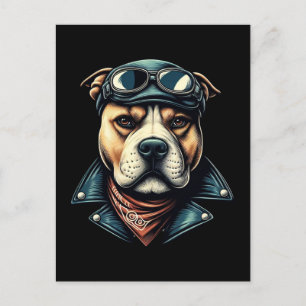 Vintager Pitbuler Biker Postkarte