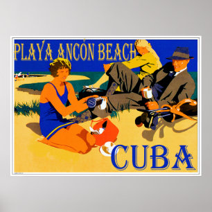 Vintager Plakat-Entwurf Playa Ancon-Kubas Poster