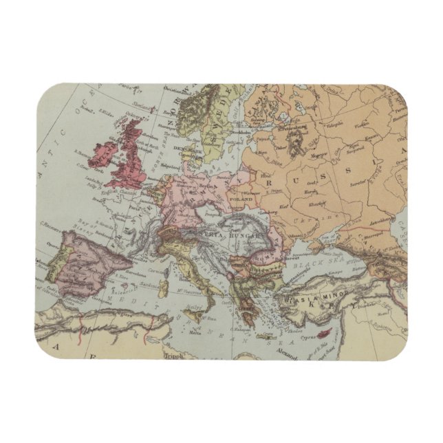 Vintager Plan für Europa Magnet (Horizontal)