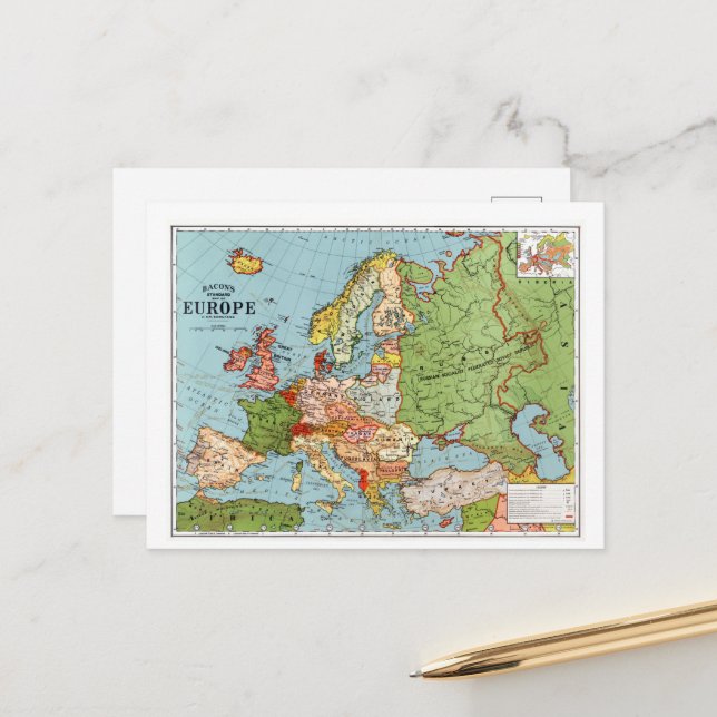 Vintager Plan für Europa Postkarte (Vorderseite/Rückseite Beispiel)