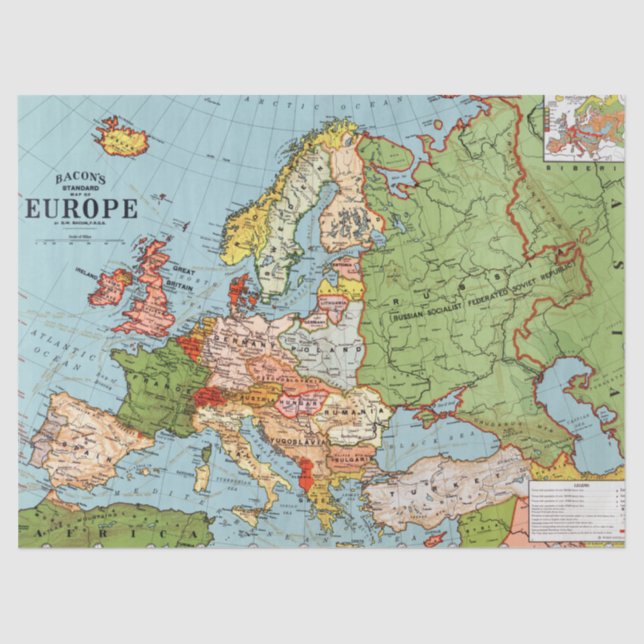 Vintager Plan für Europa Seidenpapier (Vorderseite)