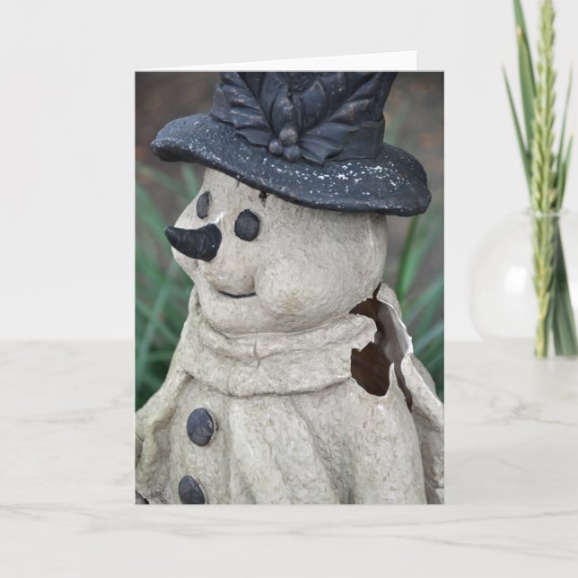 Vintager PlastikSnowman Feiertagskarte (Vorderseite)