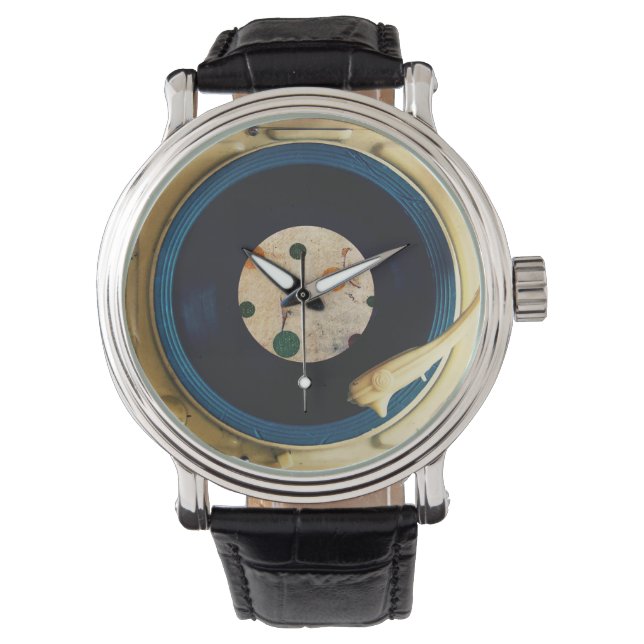 Vintager Plattenspieler Armbanduhr (Vorderseite)