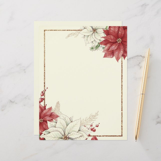 Vintager Poinsettienrahmen (Vorderseite/Rückseite Beispiel)