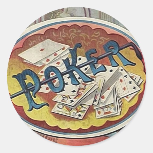 Vintager Poker Mens Raucherzimmer Runder Aufkleber (Vorderseite)