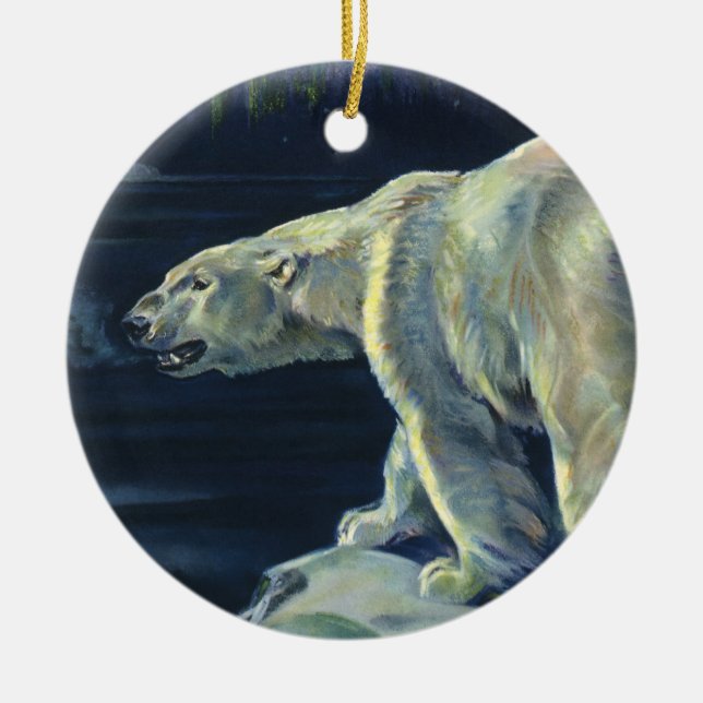 Vintager Polarbär, lebende Tiere der Arktis Keramikornament (Vorne)