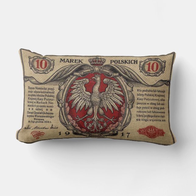 Vintager polnischer Banknote MoJo Lendenkissen (Vorderseite)