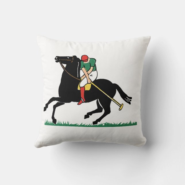 Vintager Polo Player auf Pony Kissen (Rückseite)